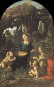 Leonardo  Da Vinci Madonna of the Rocks oil painting artist